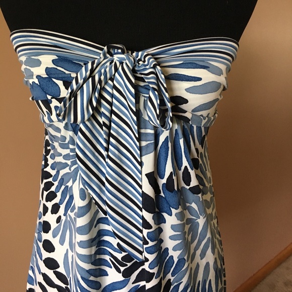 BCBG Strapless Floral and Striped Dress - Picture 3 of 9